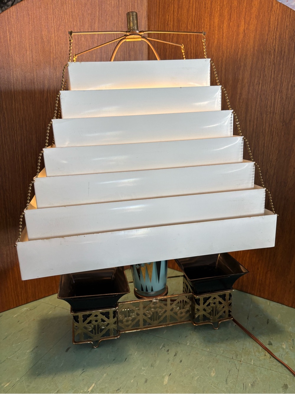 Vintage 1950’s Venetian tv lamp atomic planter kitschy cute mcm blue black gold